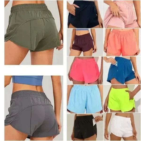 Women's Yoga Pants Anti Awkwardness Fake 2-piece Tight Short Quick Drying Breathable Fitness Exercise Sports Pants