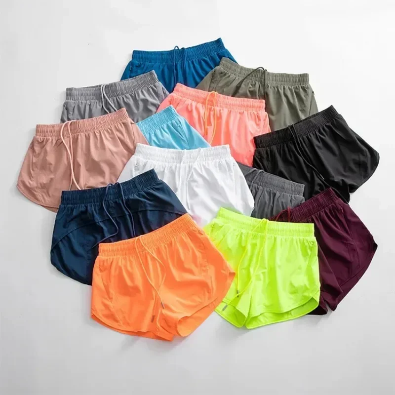 Women's Yoga Pants Anti Awkwardness Fake 2-piece Tight Short Quick Drying Breathable Fitness Exercise Sports Pants
