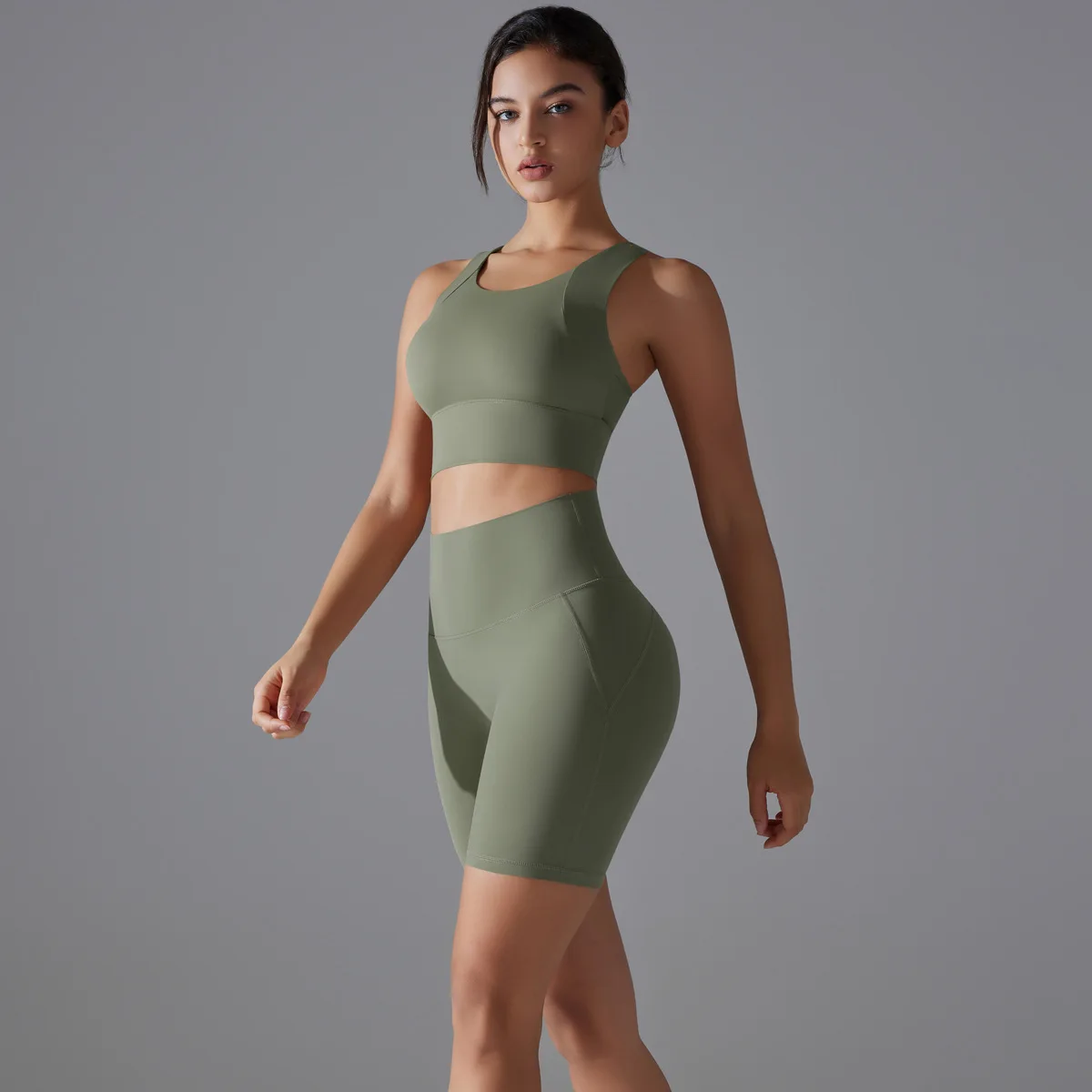 Two Pieces Racerback Gym Set Women Vest Short Workout Clothes Fitness Suit Sleeveless Set Active Wear Sportswear Sports Kit