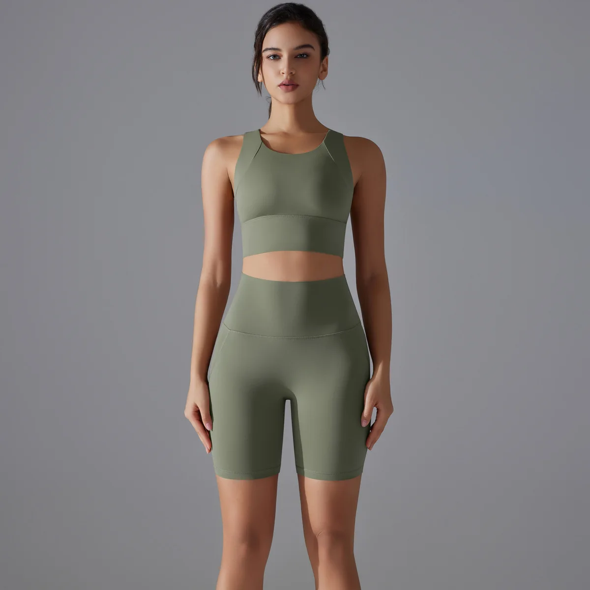 Two Pieces Racerback Gym Set Women Vest Short Workout Clothes Fitness Suit Sleeveless Set Active Wear Sportswear Sports Kit