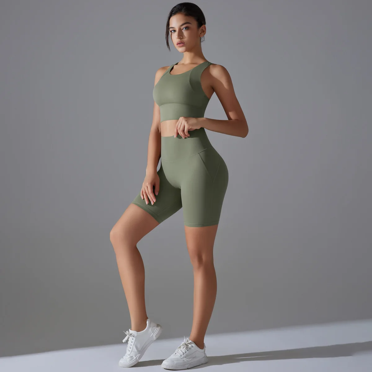 Two Pieces Racerback Gym Set Women Vest Short Workout Clothes Fitness Suit Sleeveless Set Active Wear Sportswear Sports Kit