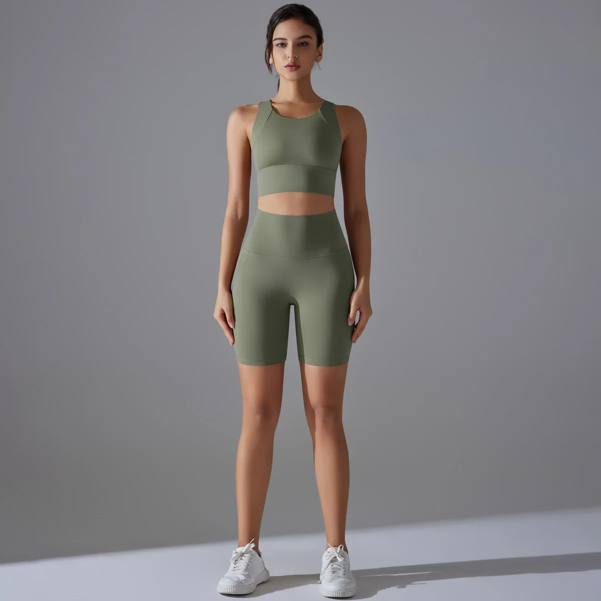 Two Pieces Racerback Gym Set Women Vest Short Workout Clothes Fitness Suit Sleeveless Set Active Wear Sportswear Sports Kit
