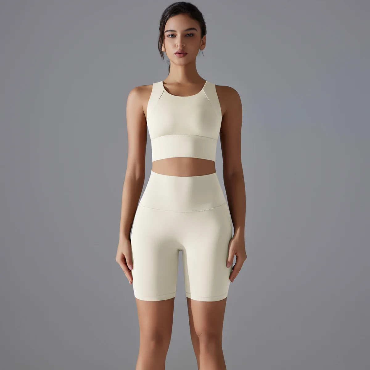 Two Pieces Racerback Gym Set Women Vest Short Workout Clothes Fitness Suit Sleeveless Set Active Wear Sportswear Sports Kit