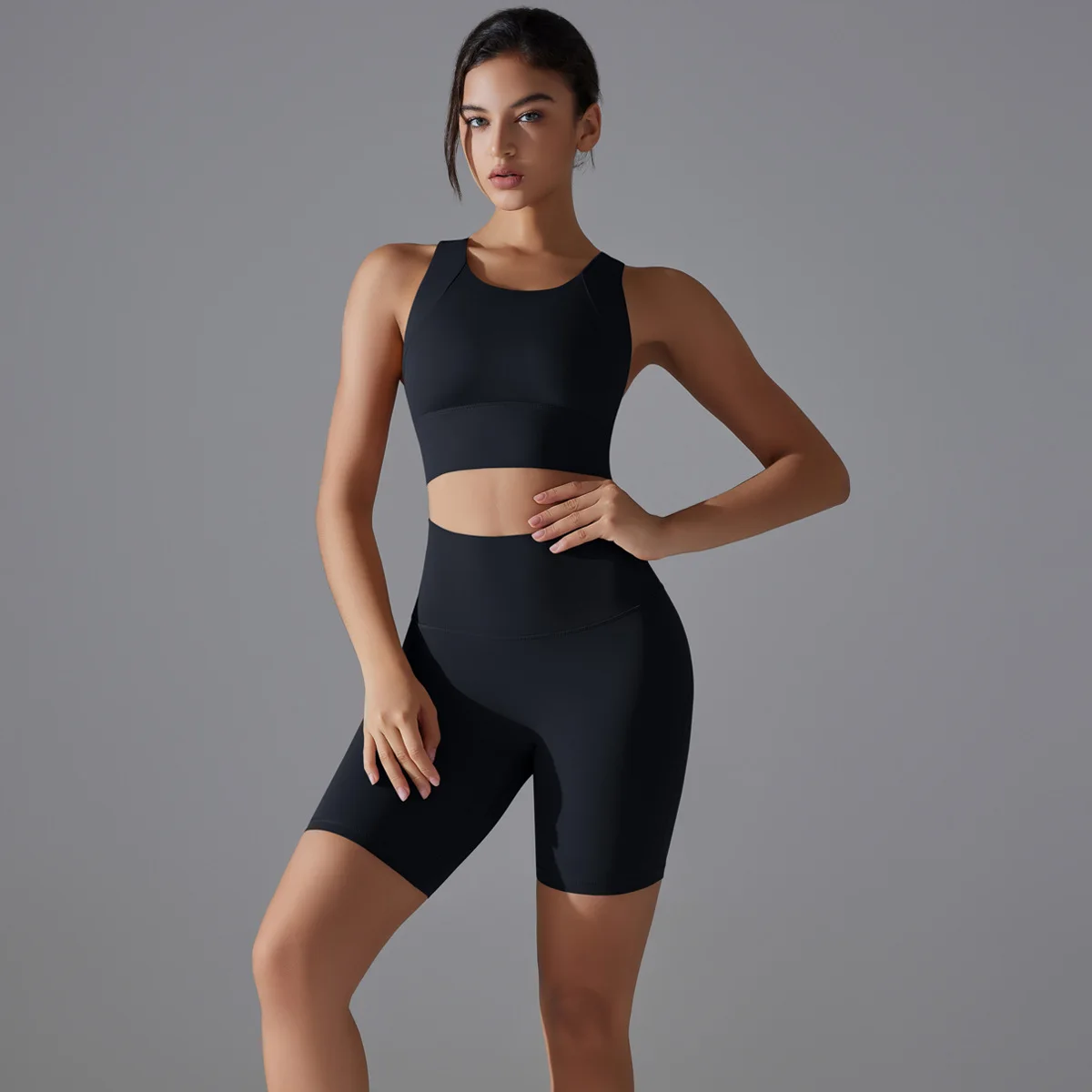 Two Pieces Racerback Gym Set Women Vest Short Workout Clothes Fitness Suit Sleeveless Set Active Wear Sportswear Sports Kit