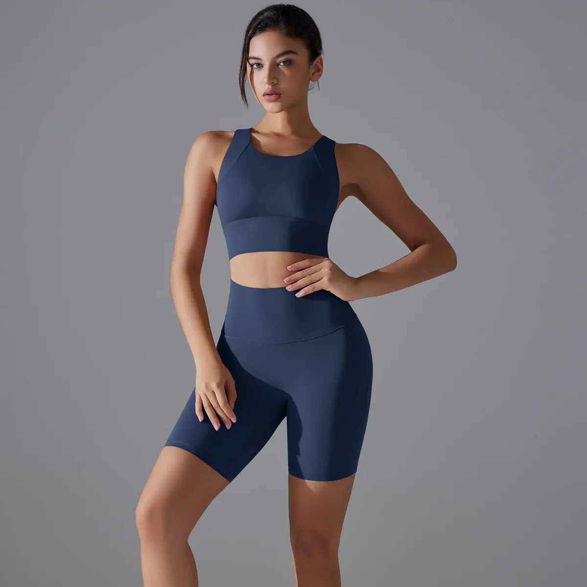 Two Pieces Racerback Gym Set Women Vest Short Workout Clothes Fitness Suit Sleeveless Set Active Wear Sportswear Sports Kit