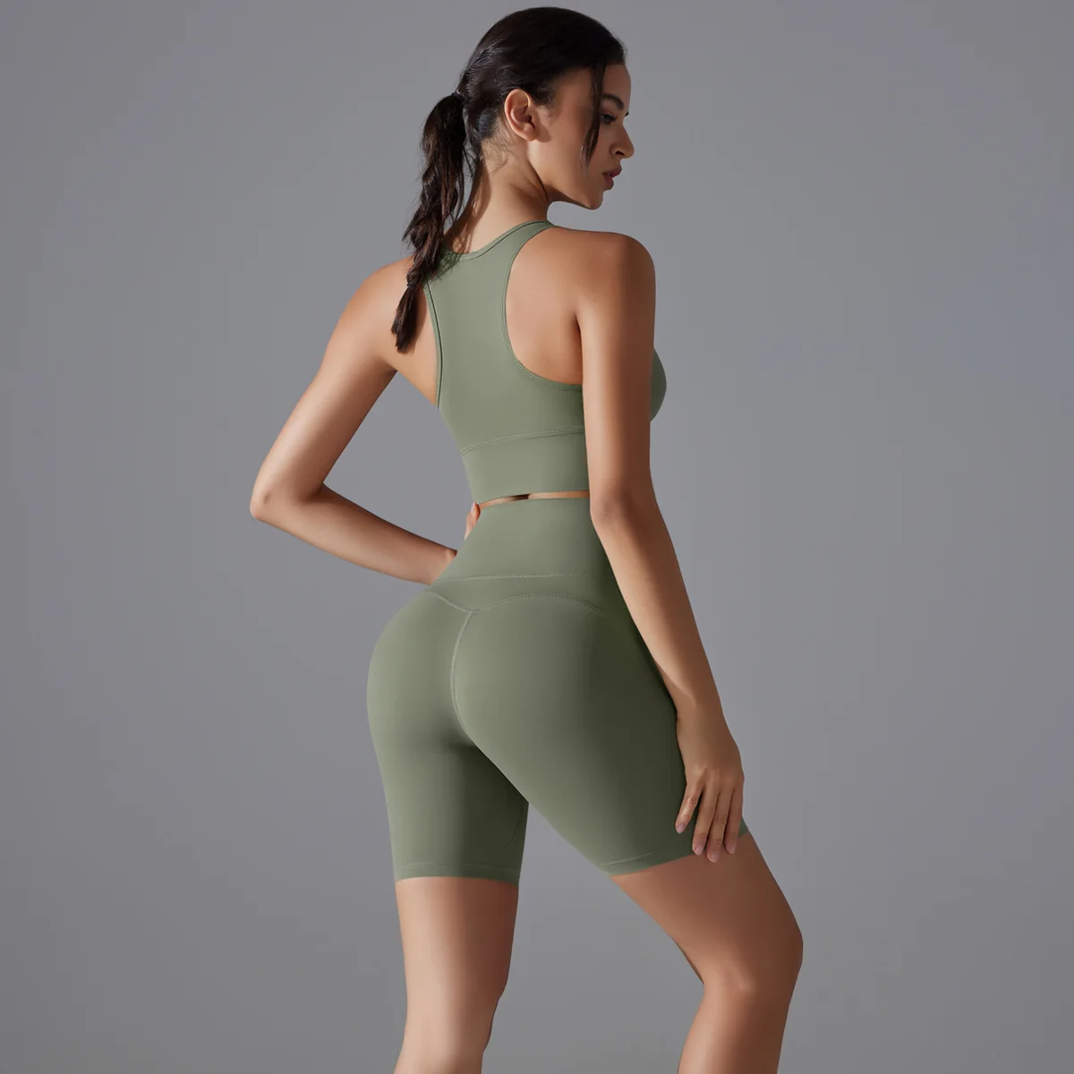 Two Pieces Racerback Gym Set Women Vest Short Workout Clothes Fitness Suit Sleeveless Set Active Wear Sportswear Sports Kit