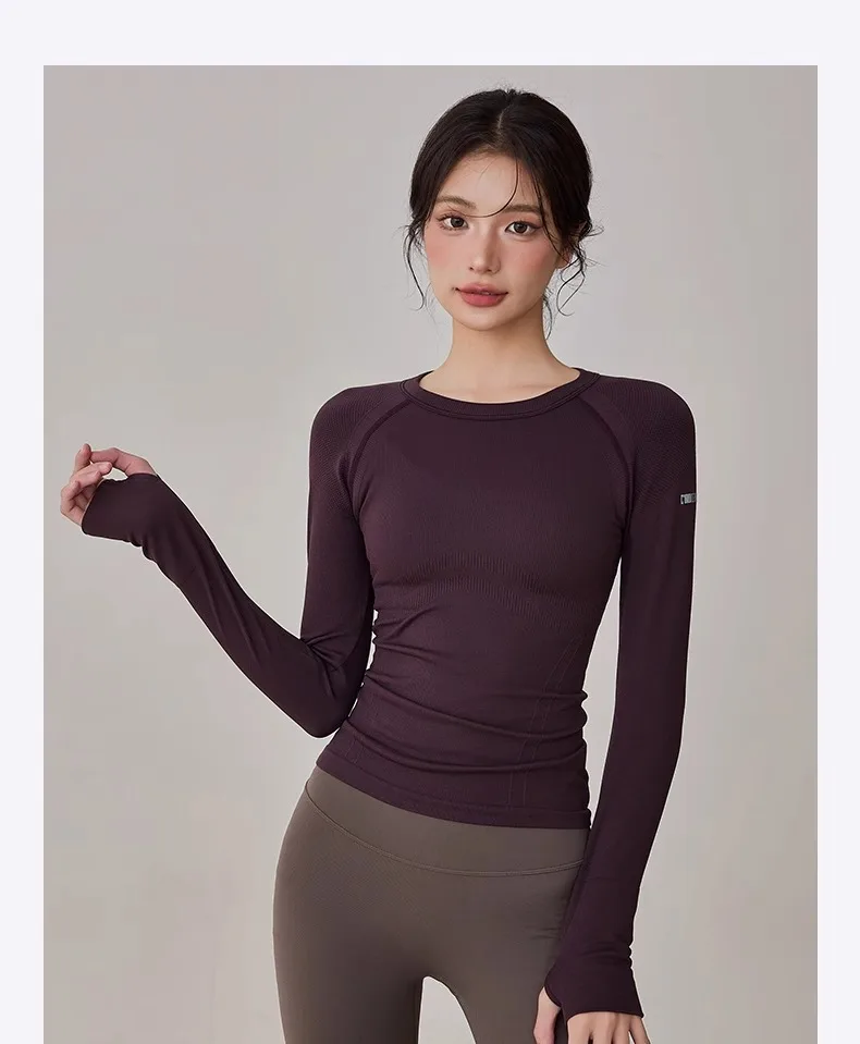 2025 New Women's Yoga Outfits Long Sleeve Tops Workout Clothes for Pilates Running Gym Fitness Spring Winter Sportswear T-shirt