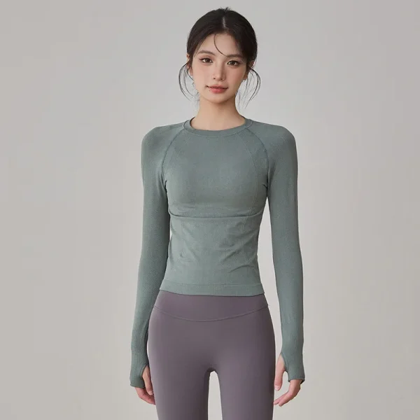 2025 New Women's Yoga Outfits Long Sleeve Tops Workout Clothes for Pilates Running Gym Fitness Spring Winter Sportswear T-shirt - Image 3