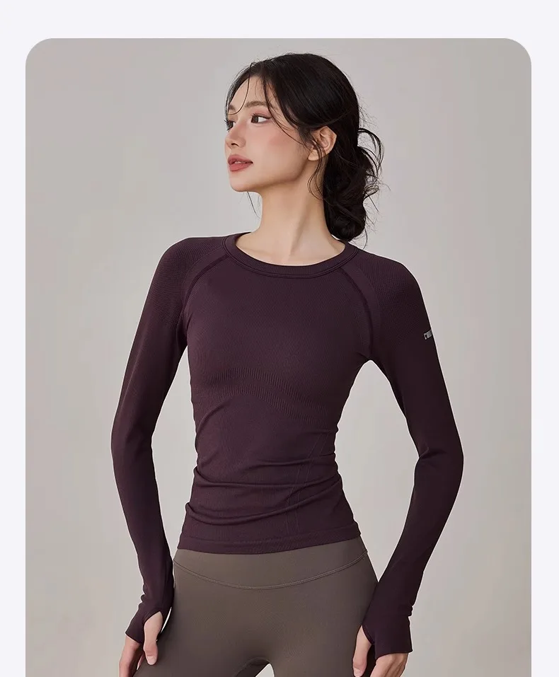 2025 New Women's Yoga Outfits Long Sleeve Tops Workout Clothes for Pilates Running Gym Fitness Spring Winter Sportswear T-shirt