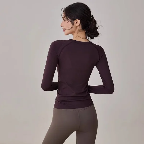 2025 New Women's Yoga Outfits Long Sleeve Tops Workout Clothes for Pilates Running Gym Fitness Spring Winter Sportswear T-shirt - Image 2