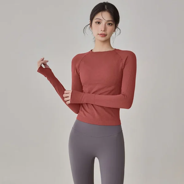 2025 New Women's Yoga Outfits Long Sleeve Tops Workout Clothes for Pilates Running Gym Fitness Spring Winter Sportswear T-shirt - Image 5