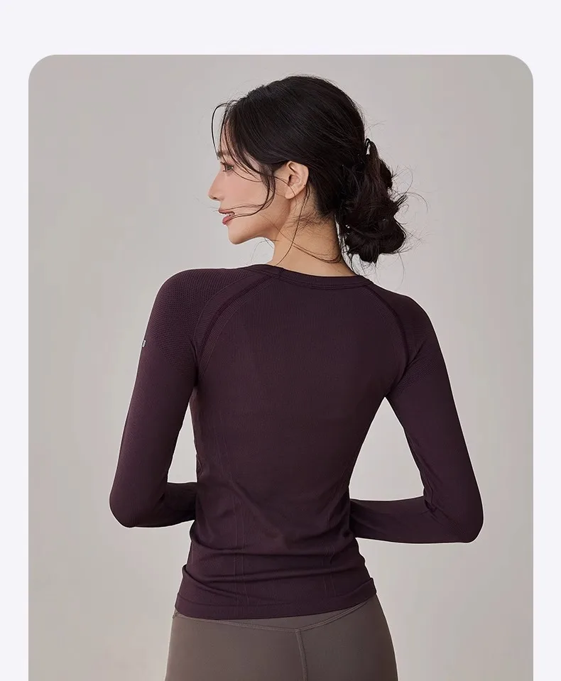 2025 New Women's Yoga Outfits Long Sleeve Tops Workout Clothes for Pilates Running Gym Fitness Spring Winter Sportswear T-shirt