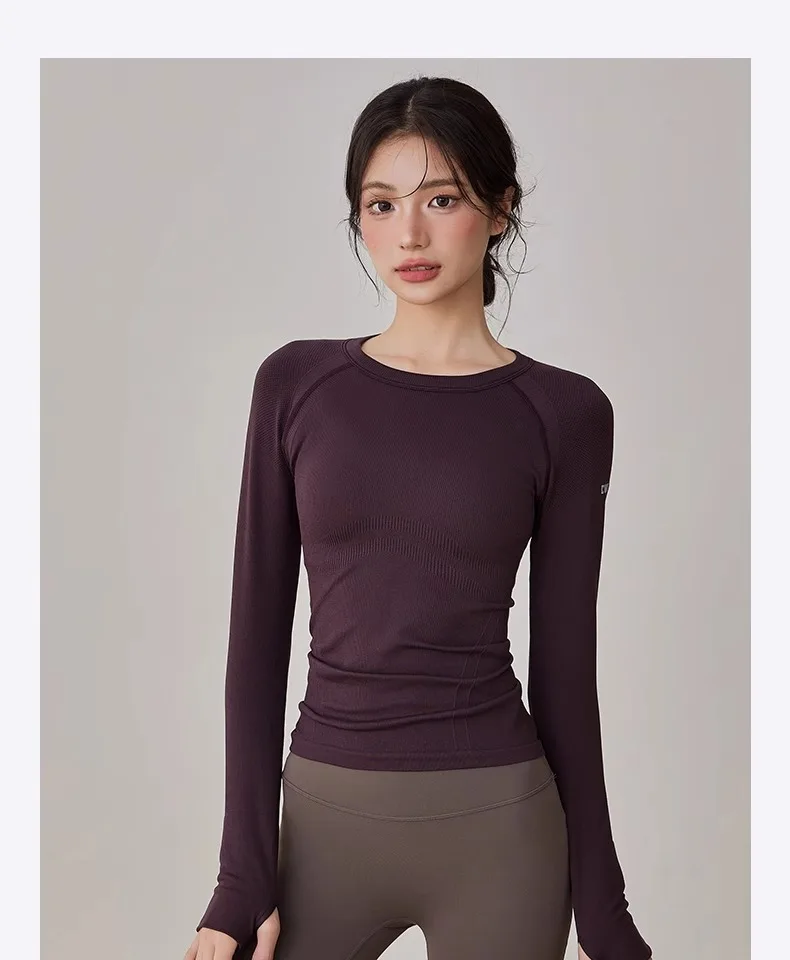 2025 New Women's Yoga Outfits Long Sleeve Tops Workout Clothes for Pilates Running Gym Fitness Spring Winter Sportswear T-shirt