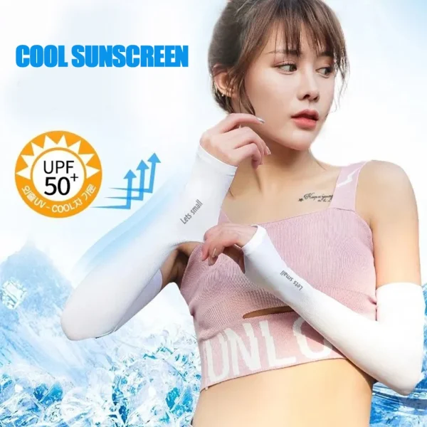 UPF50+ Arm Sleeves Ice Fabric Breathable Quick Dry Running Sportswear Sun UV Protection Long Arm Cover Cycling Arm Sleeves - Image 5