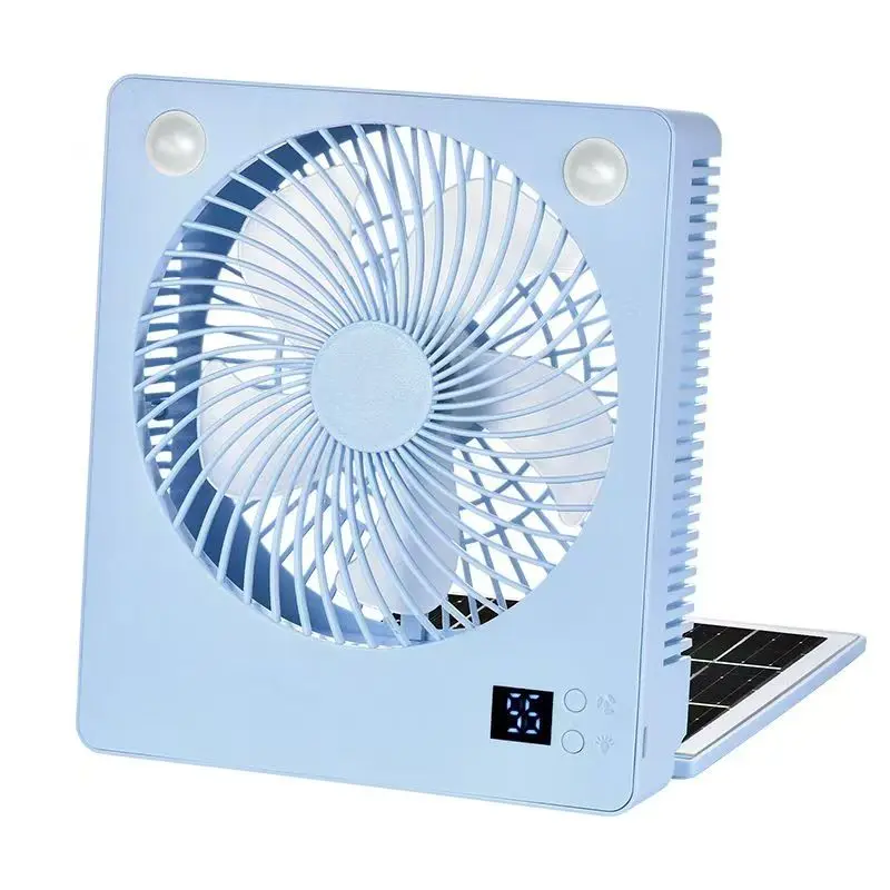 Solar Fan  4 COLOR Camping Gear Rechargeable Folding Quiet Cool Gadgets With LED Lights 3 Speeds Survival Gear For Home