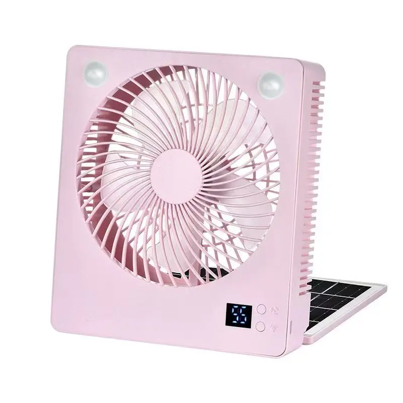 Solar Fan  4 COLOR Camping Gear Rechargeable Folding Quiet Cool Gadgets With LED Lights 3 Speeds Survival Gear For Home