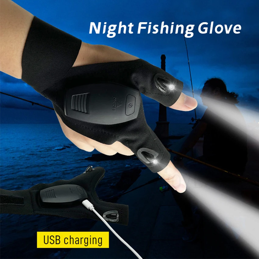 Rechargeable Led Flashlight Glove Gift for Dad Boyfriend Husband Lights Car Guy Cool Gadgets Tools for Fishing Camping Repair