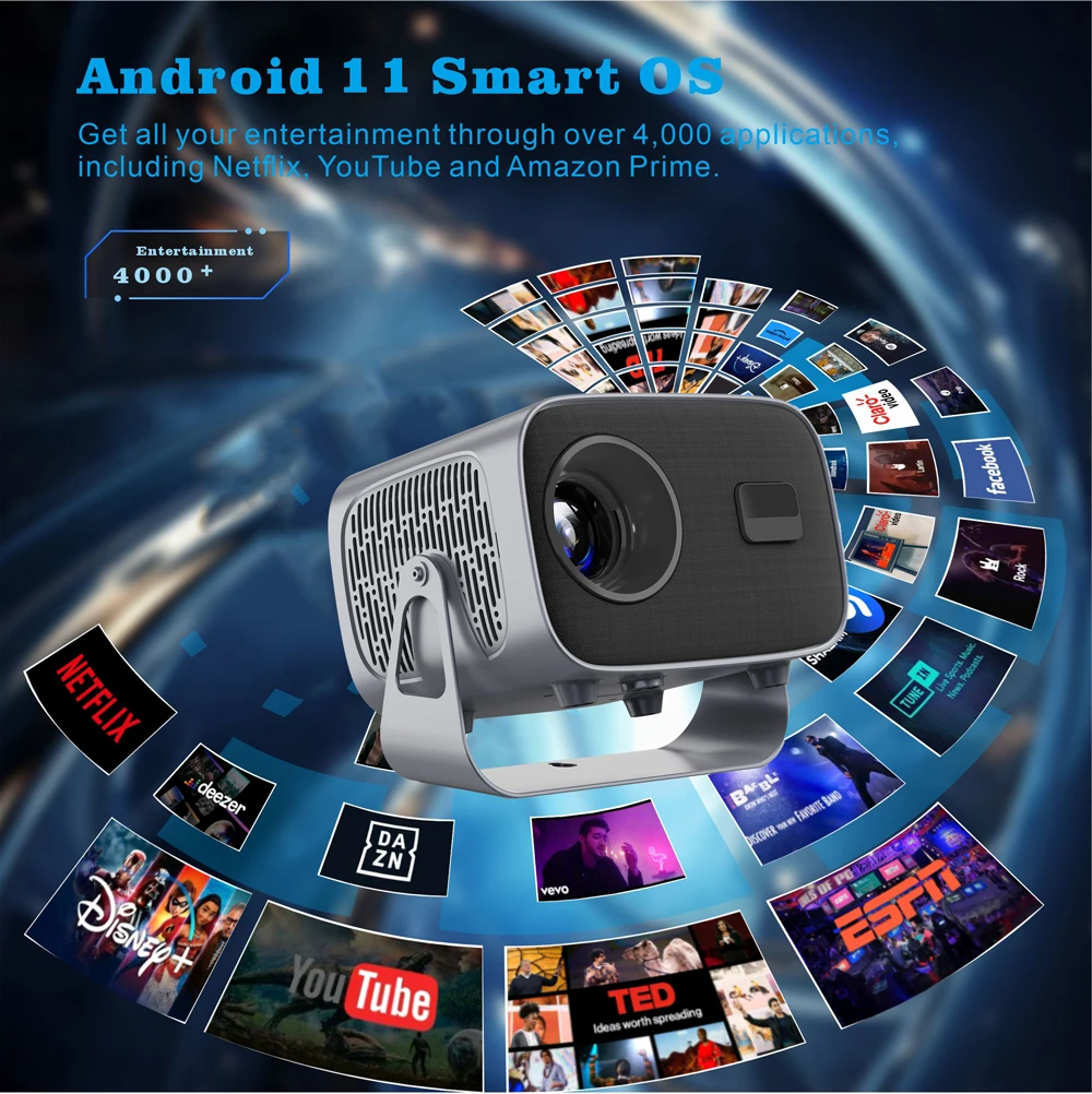 DEYSINN Projector 4K A10 Newly 1080P 660 ANSI Projector Android 13 WiFi6 BT5.5 Auto Focus Keystone Portable Outdoor Home Cinema DEYSINN Projector 4K A10 Newly 1080P 660 ANSI Projector Android 13 WiFi6 BT5.5 Auto Focus Keystone Portable Outdoor Home Cinema
