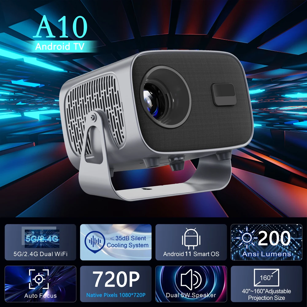 DEYSINN Projector 4K A10 Newly 1080P 660 ANSI Projector Android 13 WiFi6 BT5.5 Auto Focus Keystone Portable Outdoor Home Cinema DEYSINN Projector 4K A10 Newly 1080P 660 ANSI Projector Android 13 WiFi6 BT5.5 Auto Focus Keystone Portable Outdoor Home Cinema