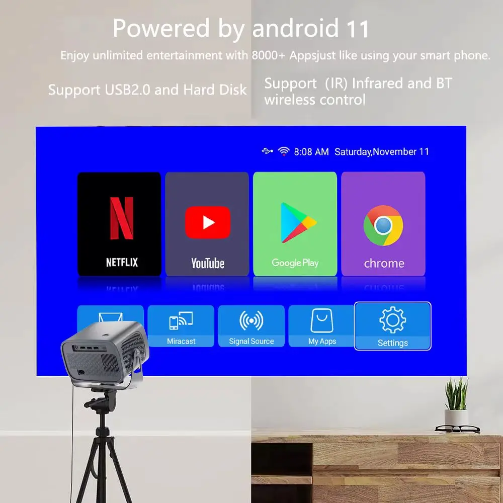 DEYSINN Projector 4K A10 Newly 1080P 660 ANSI Projector Android 13 WiFi6 BT5.5 Auto Focus Keystone Portable Outdoor Home Cinema DEYSINN Projector 4K A10 Newly 1080P 660 ANSI Projector Android 13 WiFi6 BT5.5 Auto Focus Keystone Portable Outdoor Home Cinema