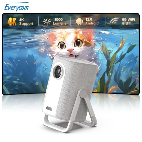 Everycom R16 Full HD 1080P Projector 4K Smart Bluetooth WiFi 6 Android 12 16000 Lumens Auto Focus Home Theater Cinema Projectors