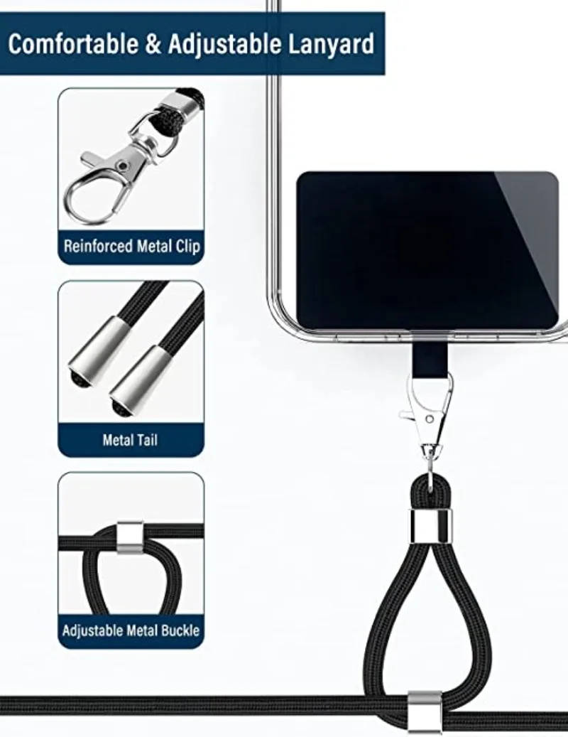 Universal Phone Lanyard with Patch Adjustable Mobile Phone Hanging Rope Neck Straps Anti-lost Lanyards Cell Phone Accessories