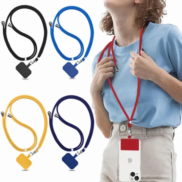 Universal Phone Lanyard with Patch Adjustable Mobile Phone Hanging Rope Neck Straps Anti-lost Lanyards Cell Phone Accessories