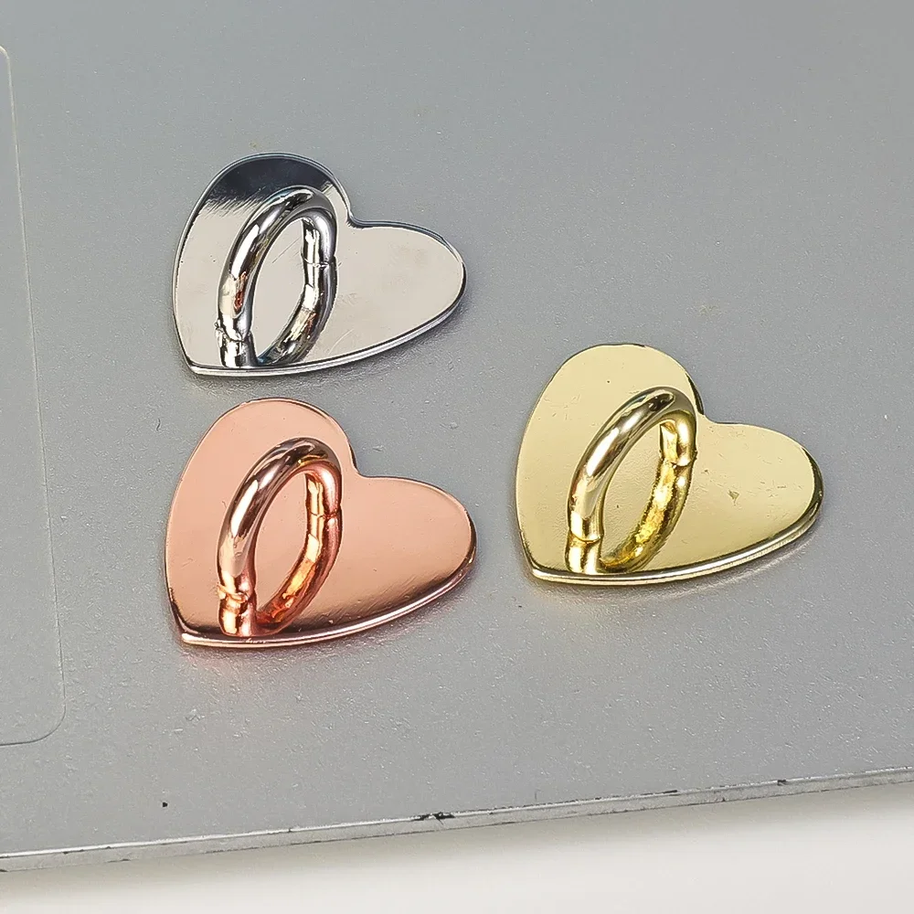 Kawaii Self-adhesive Metal Heart Phone Charm Holder Cell Phone Case Finger Ring Stand Hook Buckle Charm Clasp Accessories String