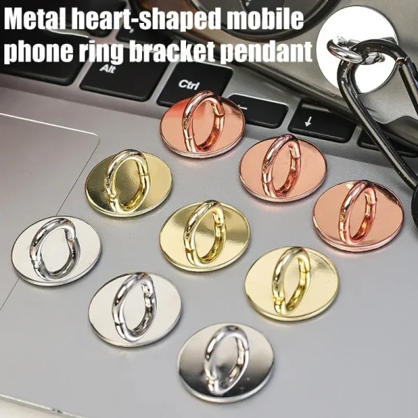 Kawaii Self-adhesive Metal Heart Phone Charm Holder Cell Phone Case Finger Ring Stand Hook Buckle Charm Clasp Accessories String - Image 2
