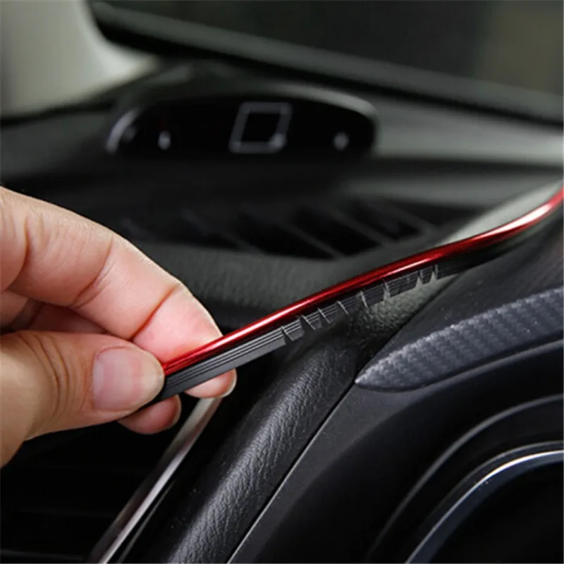 1pc 5m PVC Car Dashboard Decorative StripS Console Speaker Gap Bright Strip Modified Rubber Strip  Air Outlet Stable Armrest Box