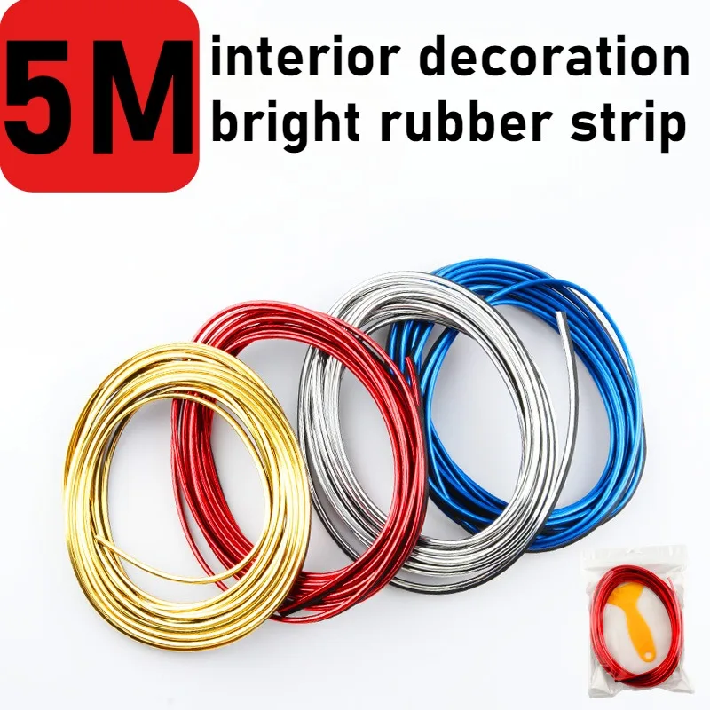1pc 5m PVC Car Dashboard Decorative StripS Console Speaker Gap Bright Strip Modified Rubber Strip  Air Outlet Stable Armrest Box