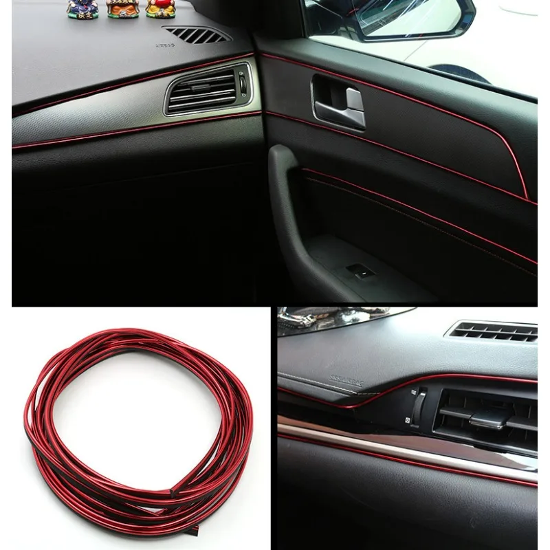 1pc 5m PVC Car Dashboard Decorative StripS Console Speaker Gap Bright Strip Modified Rubber Strip  Air Outlet Stable Armrest Box