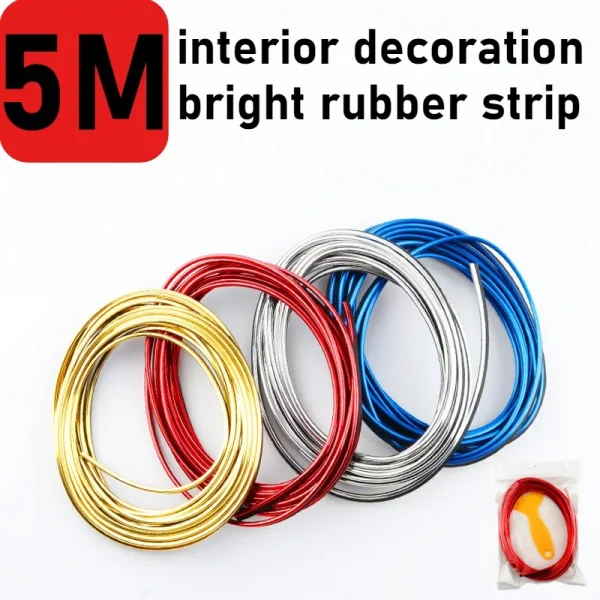 1pc 5m PVC Car Dashboard Decorative StripS Console Speaker Gap Bright Strip Modified Rubber Strip  Air Outlet Stable Armrest Box - Image 3